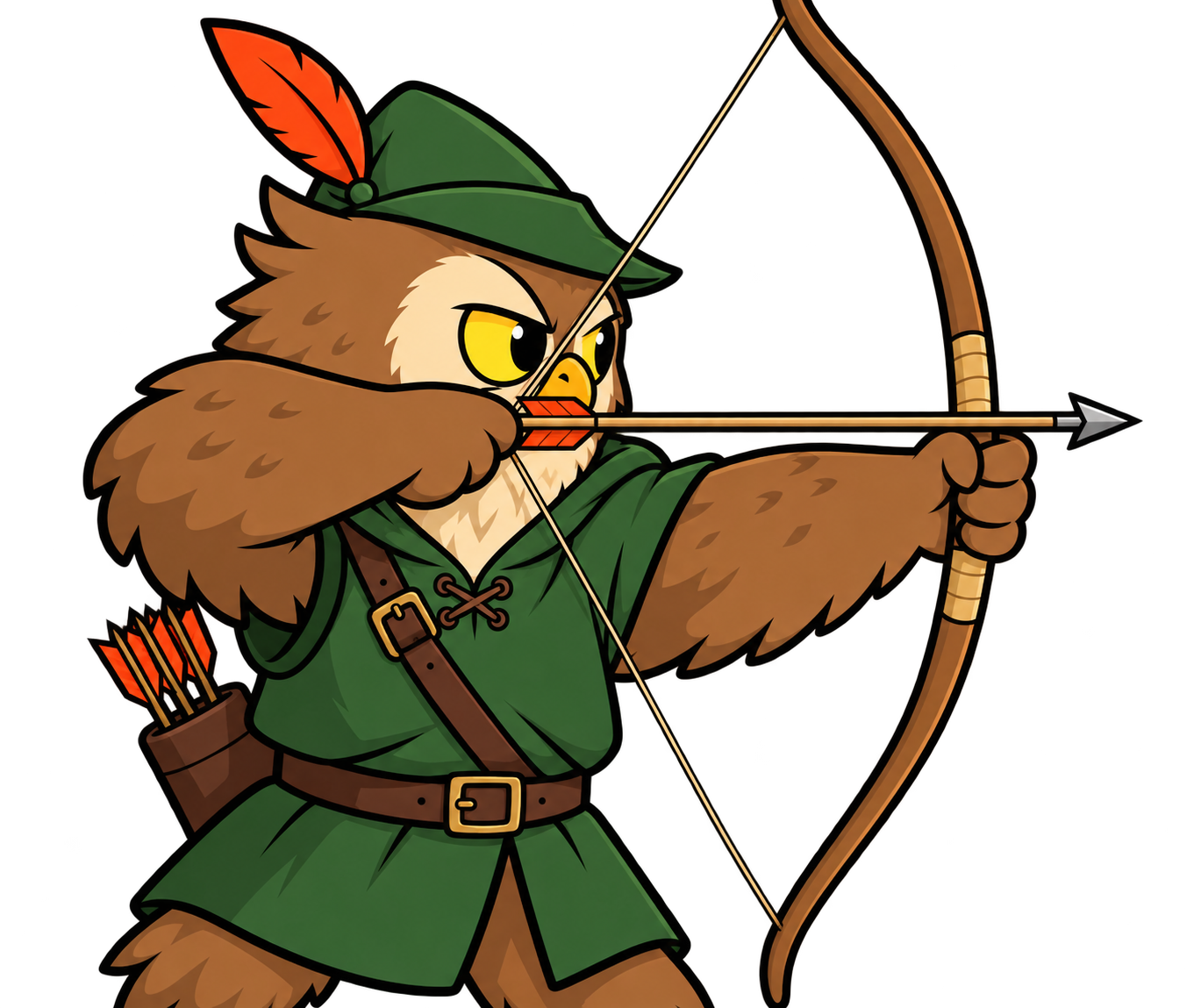 Robin aiming his bow